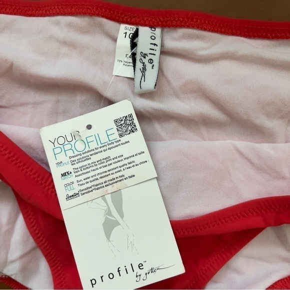 Profile by Gottex Women’s Red White Ruffled Bikini Bottom Size 10 NWT - Picture 3 of 7